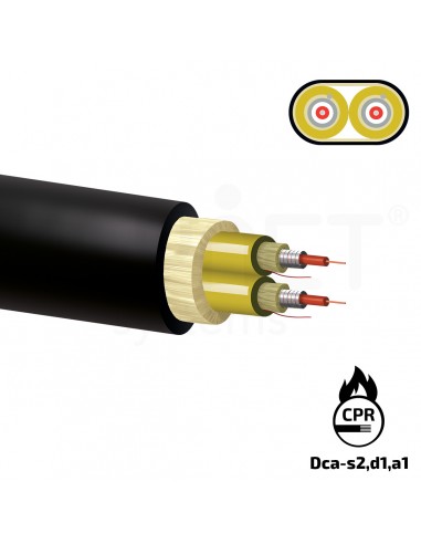 Cable fibra óptica SM distribución ajustada armada.