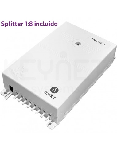 Caja empalme interior 2p/8p 48 fusiones+ repartidor óptico IP54