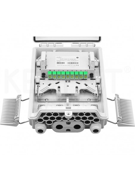 Caja FTTh 4p/12p Inc cassette 1:8 SC/APC