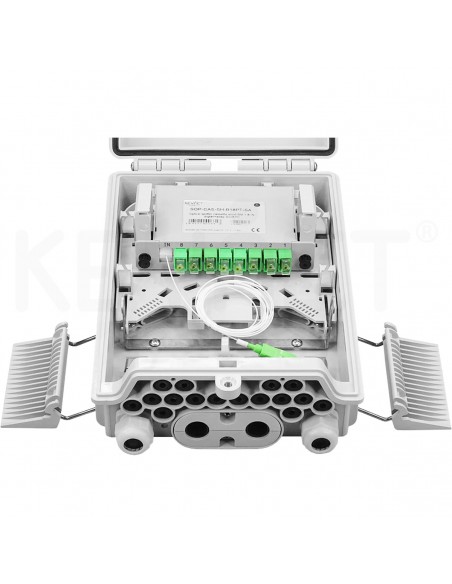 Caja FTTh 4p/12p Inc cassette 1:8 SC/APC in pigtail