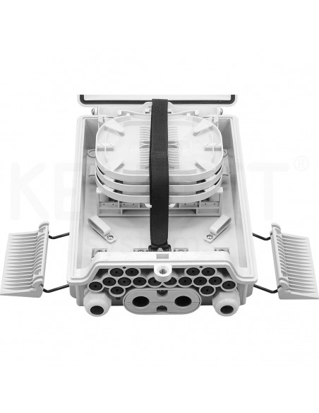 Caja FTTh  IP65 4p/16p incluido 3bx12f + 8 adapt SC/APC + split 1:8 SC/APC