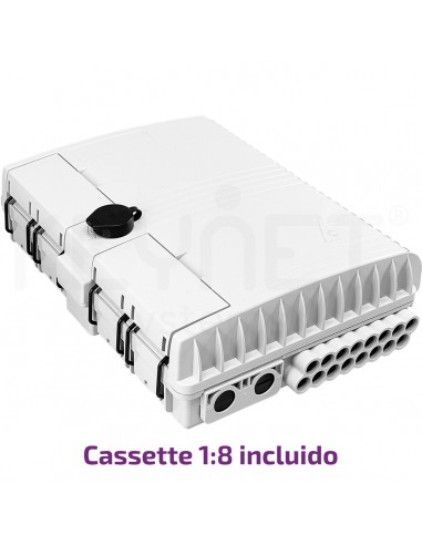 Caja distribucion 16p con splitter  cassette corto 1:8 incluido