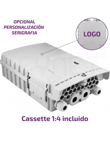 Caja FTTh 4p/16p incluido cassette 1:4 SC/APC