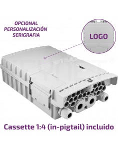 Caja FTTh 4p/16p incluido cassette 1:4 SC/APC in pigtail