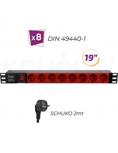 Power strip 8 red DIN...