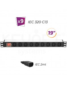 9 tomas IEC 1U rack 19" - Regleta eléctrica