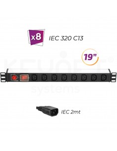 8 tomas IEC 1U rack 19" - Regleta eléctrica