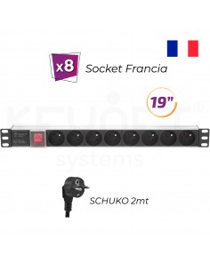 8 socket "Francia" 1U rack 19" - Regleta eléctrica