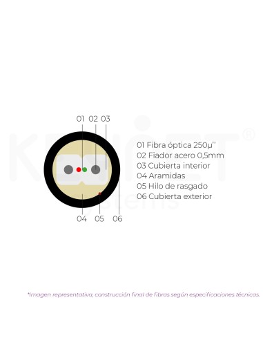 Cabo FTTh plano 2fo SM G657A2 dupla...