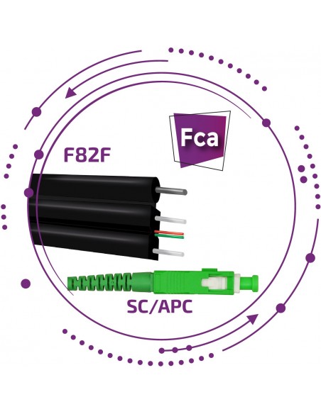 F821-PT Pigtails acometida FTTh 1 fibra SC/APC cubierta plana PE con fiador acero -Exterior-